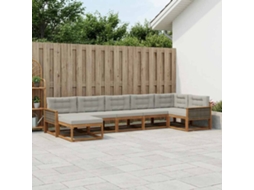 Vidaxl Conjunto De Sofás Para Exterior 7 Pcs Natural E Cinzento-claro