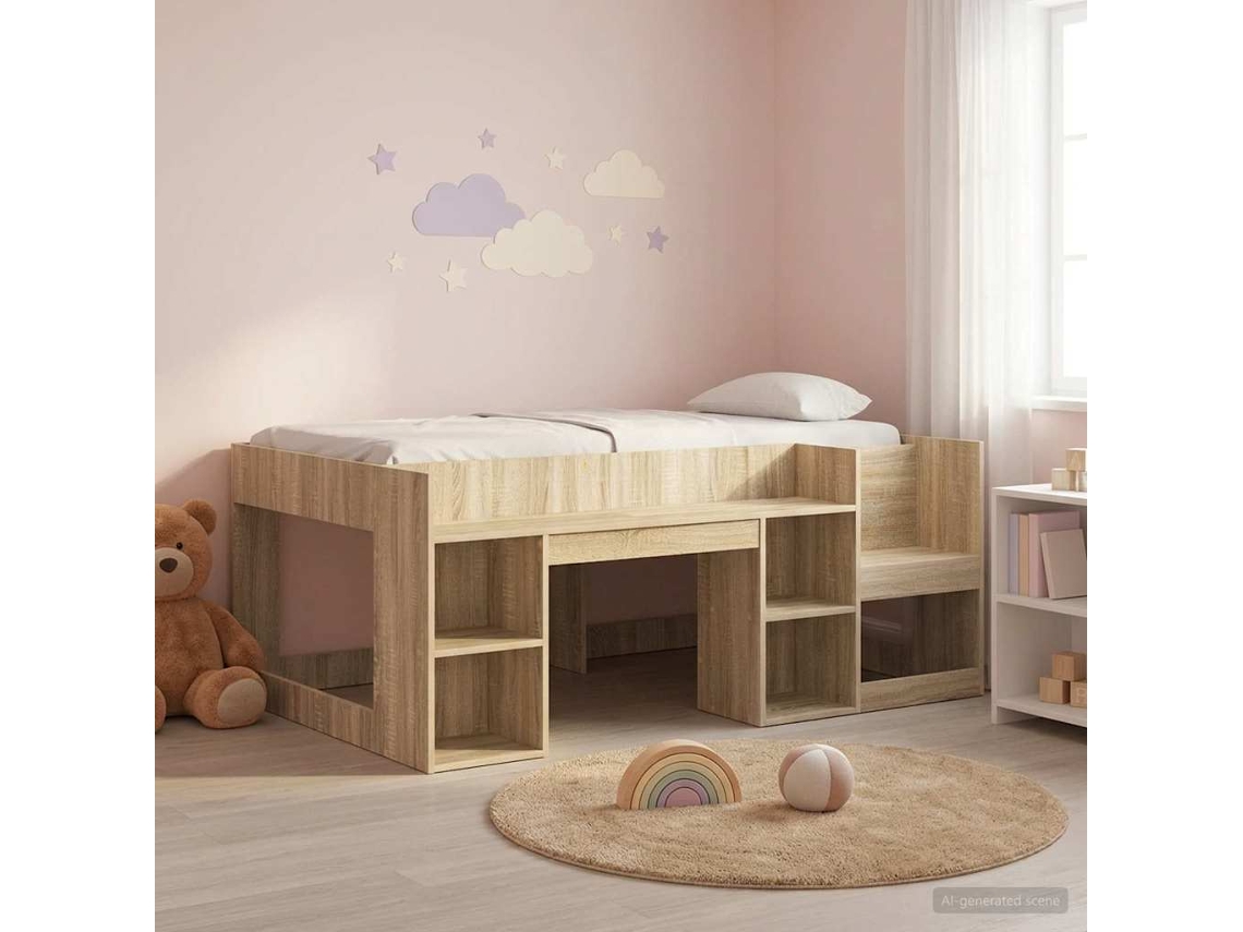 Vidaxl Estrutura De Cama Infantil Com Armazenamento Carvalho Sonoma