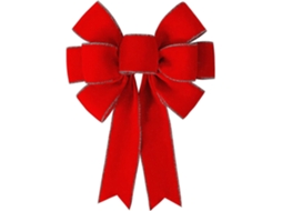 Laço Omni de veludo vermelho com detalhes dourados e luzes LED para decoração de Natal em ambientes internos e externos - 1 unidade (30 x 35 cm)
