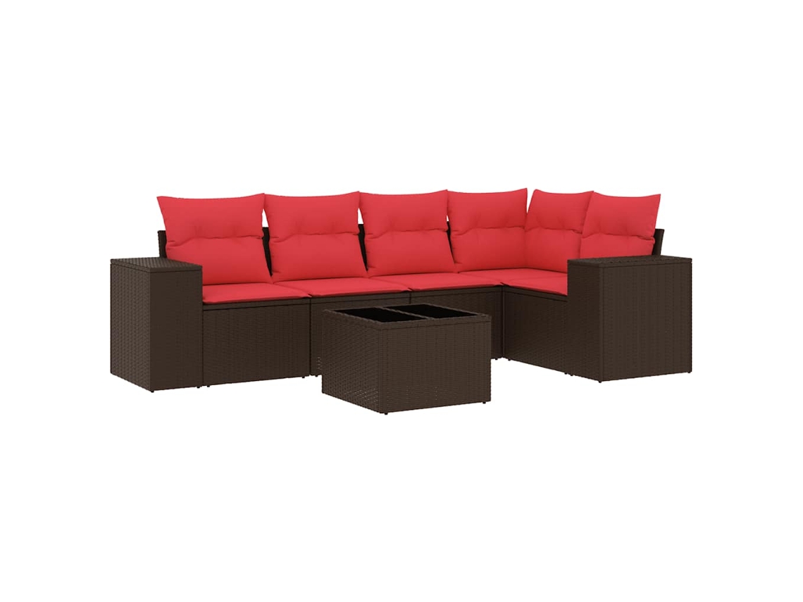 Conjunto de Sofá de Jardim, 6 Peças, Almofadas, Rattan Preto MAISON EXCLUSIVE