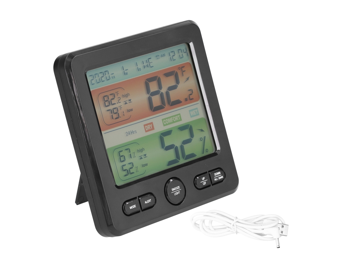 Yuru medidor de Temperatura e Umidade Indoor com Tela Grande Relógio Digital Thermômetro Hygrometer Ts 6211black