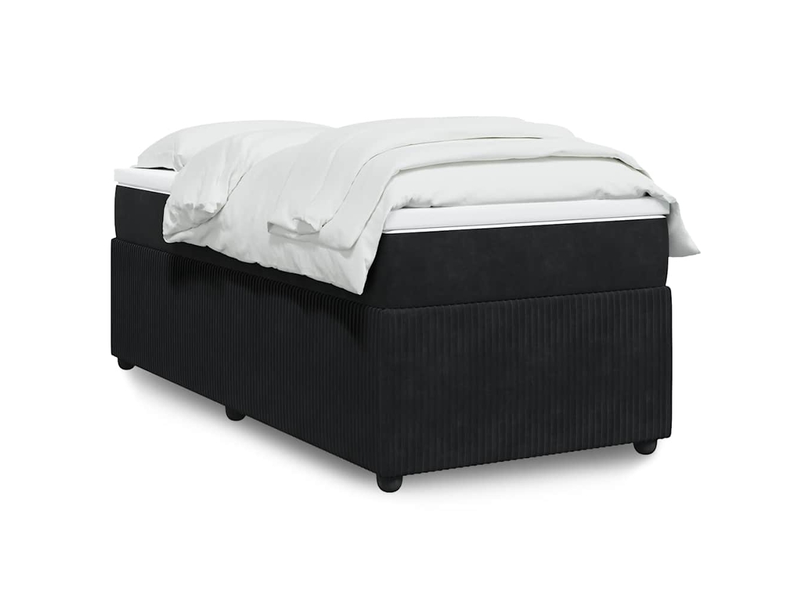 Cama Com Molas/colchão 90x190 Cm Veludo Preto