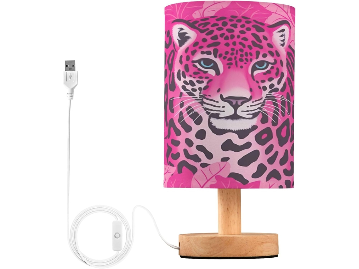 Abajur De Cabeceira Com Estampa Leopardo E Porta Usb, Sem Necessidade De Lâmpada, Luz Led Quente Para Quarto, Sala De