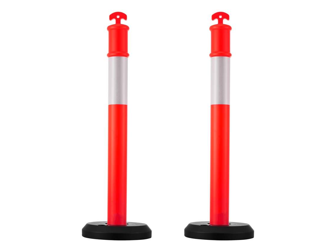 Postes De Trânsito Succebuy 2 Peças 114 Cm Base Recarregável Faixa Refletora, Vermelho