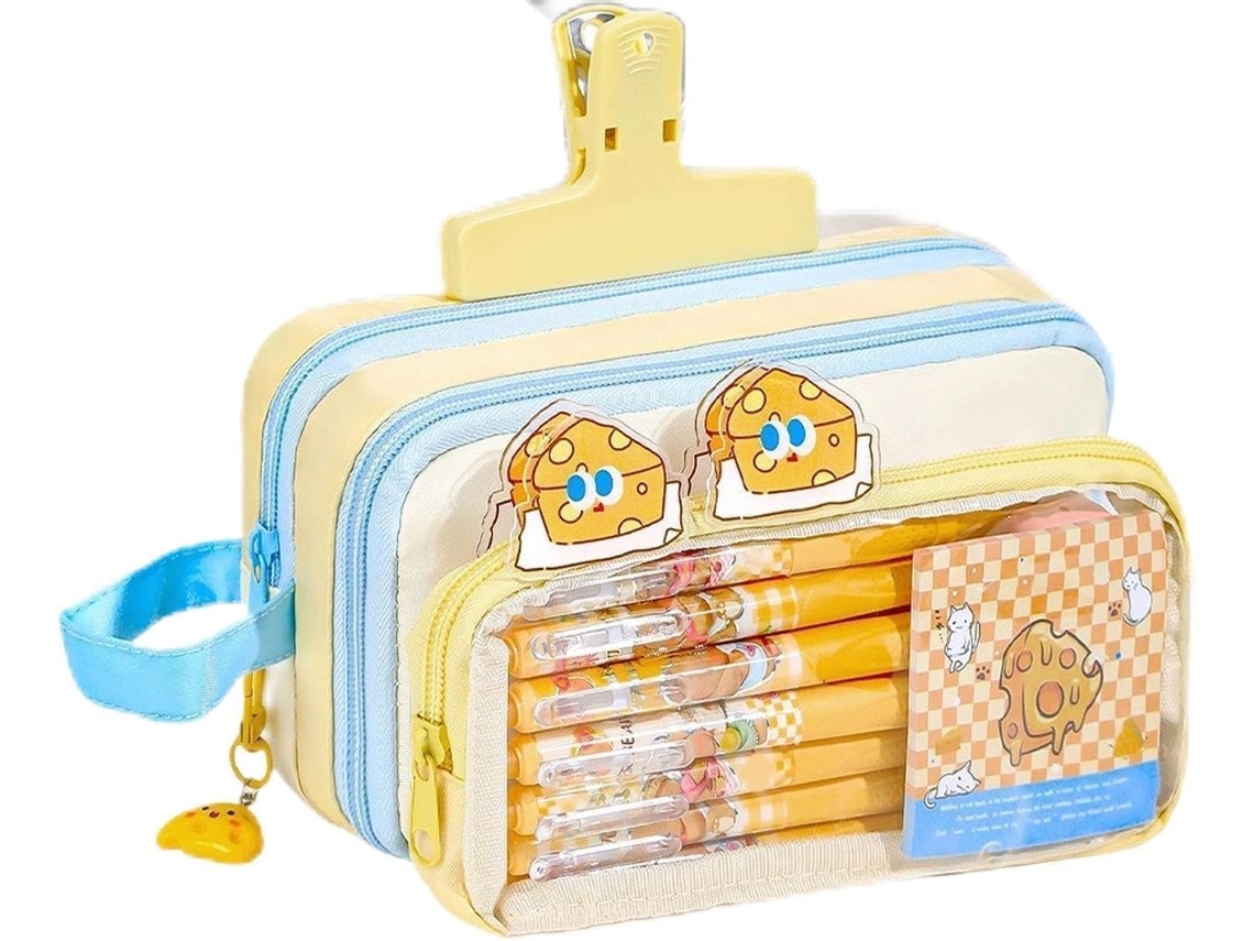 Cute Cheese Peil Case - 30 Piece Large Capacity School Stationery Kit