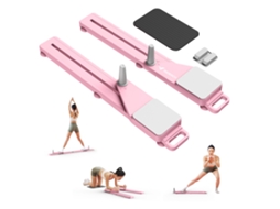 Prancha De Pilates Multifuncional Dobrável Merach, Bandas De Resistência, Treino De Pilates E Fortalecimento Do Core, Rosa (Outlet Grade A)