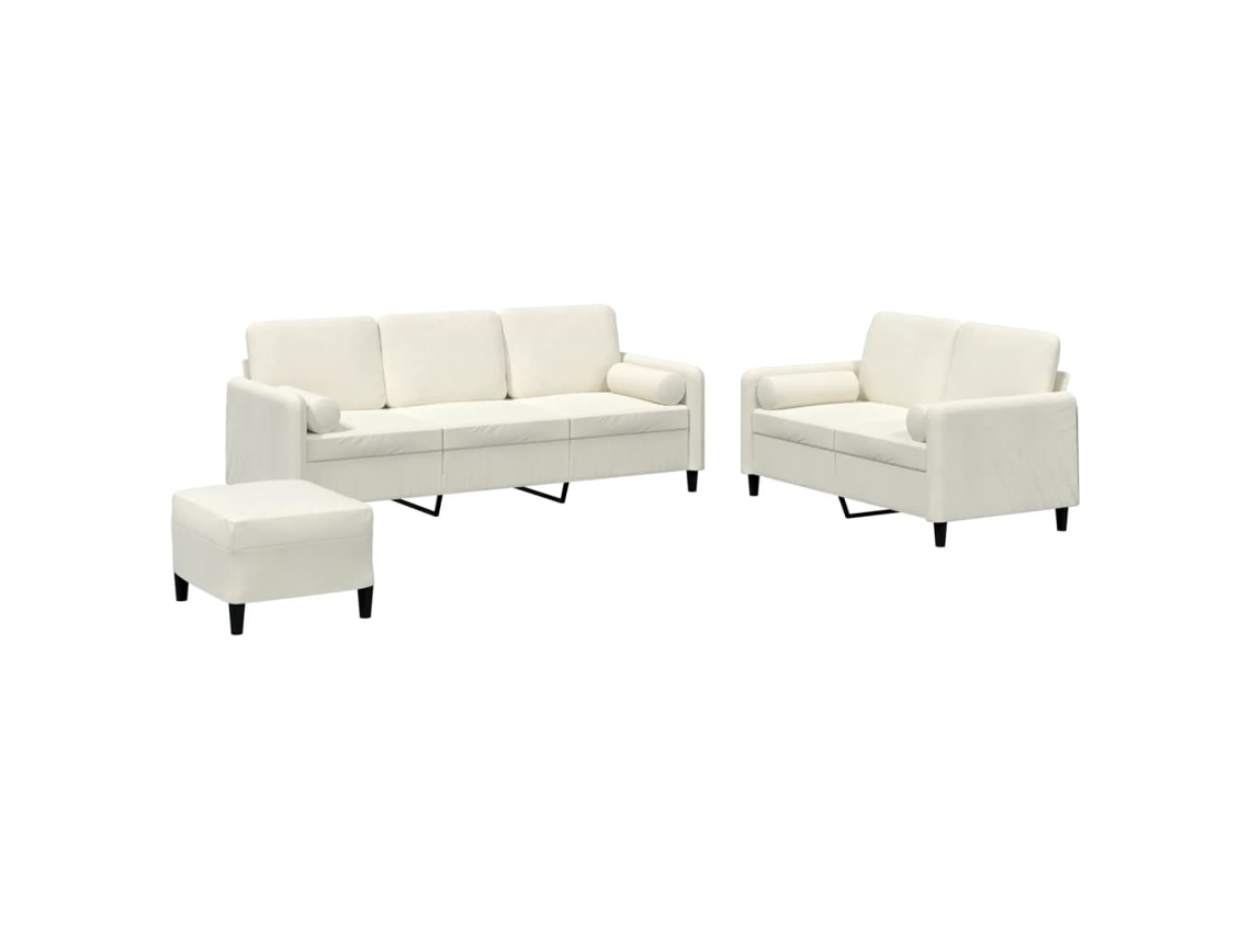 Sofa Set, Sofa Sets Vidaxl Creme Veludo (n/a)
