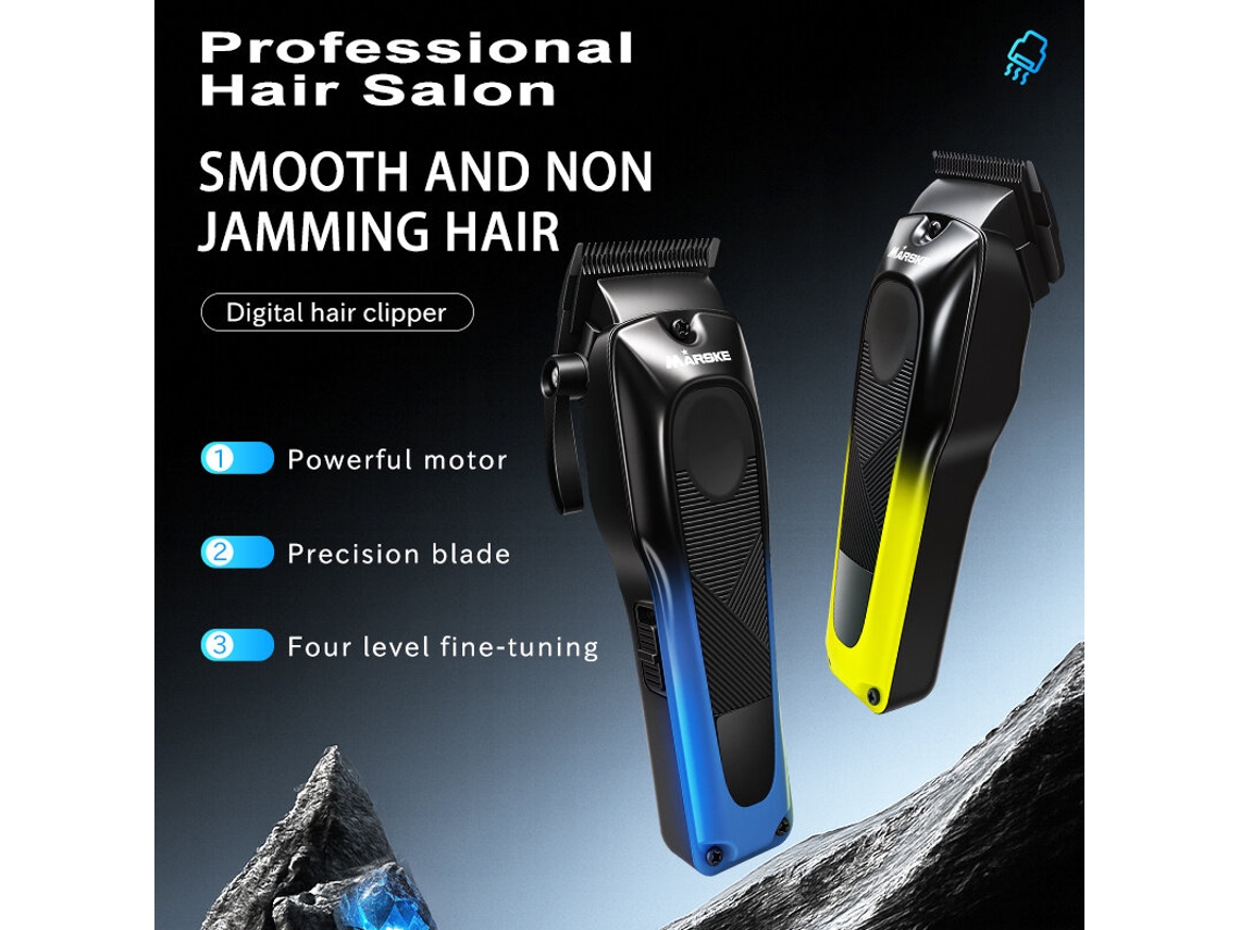 Azul Marske Ms-5082 Máquina Cortar Cabelo Profissional 5w 7500rpm 2500mah Usb Visor Digital Led Aço Inoxidável Kit Salão Beleza