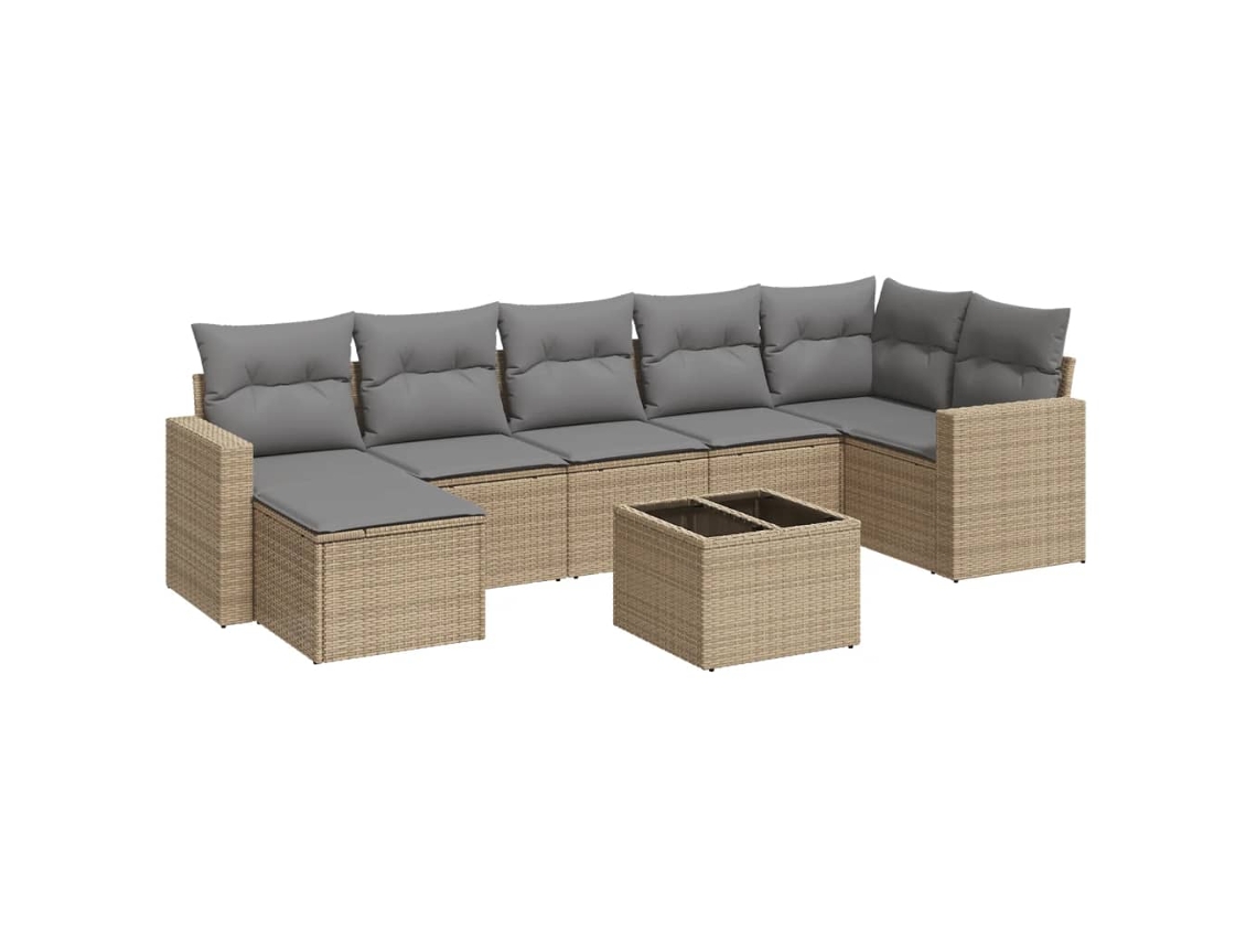 Maison Exclusive - 8 Pcs Conjunto De Sofás P/ Jardim Com Almofadões Vime Pe Bege
