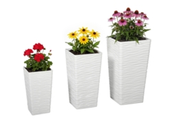 Conjunto de 3 Vasos Externos Empilháveis com Padrão Plástico Ondulado. 42/55/65 Cm. Branco Ge