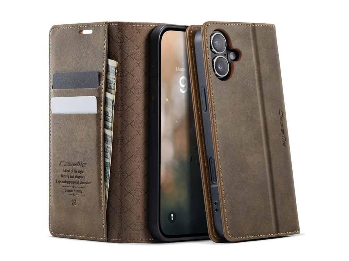 Capa Para Iphone 17 - Couro De Bezerro Com Microfibra E Proteção Rfid