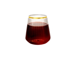Copos Descartáveis de Plástico Pet para Vinho, Ideais para Festas de Casamento.copo Listrado Dourado de 355ml YUNZII (12oz)