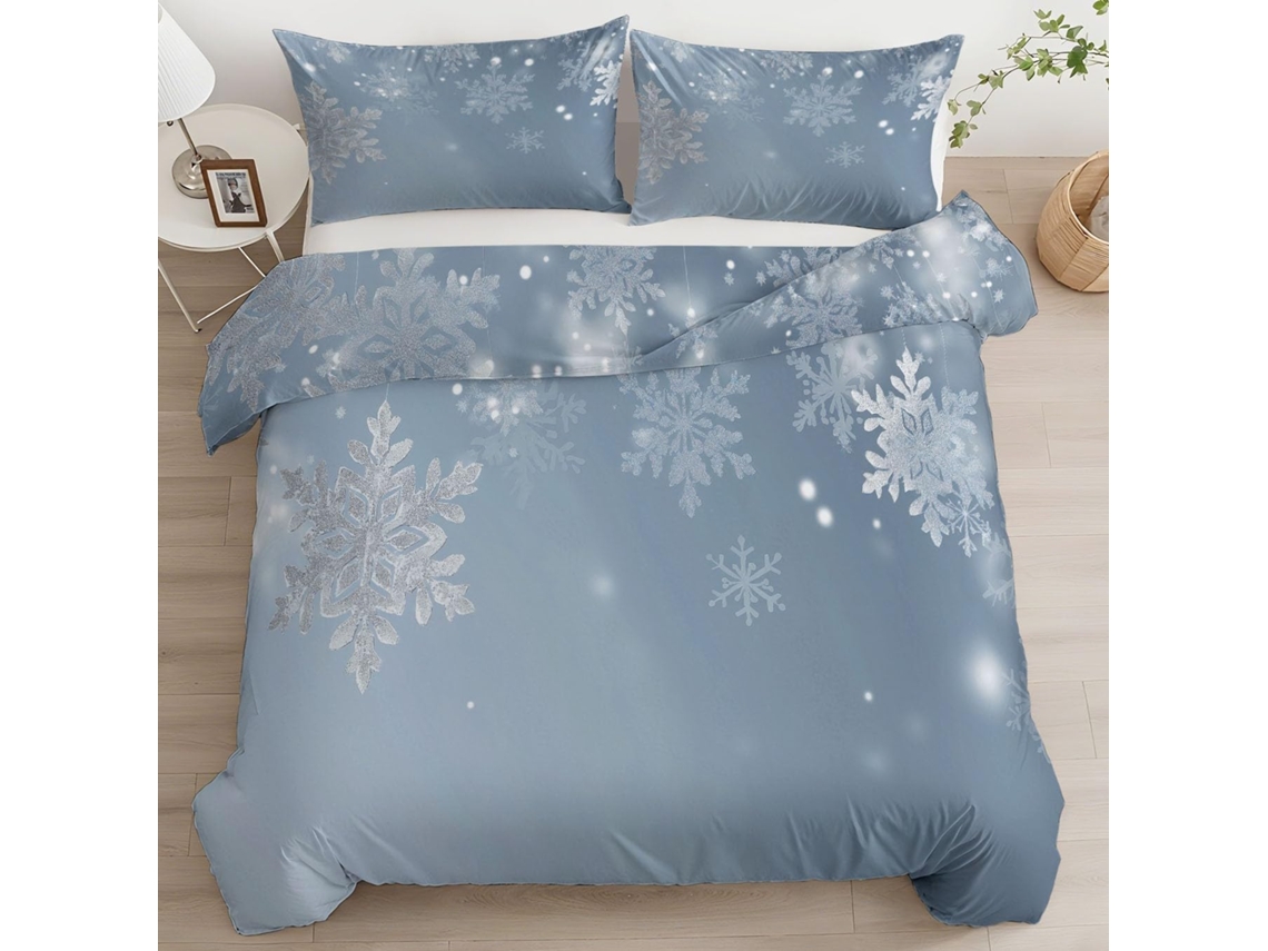Jogo de cama com estampa flocos de neve em Poliéster S/MARCA
