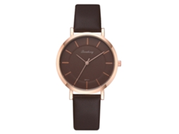 Relógio de pulso analógico de quartzo para casais, homens e mulheres, com pulseira de PU marrom.