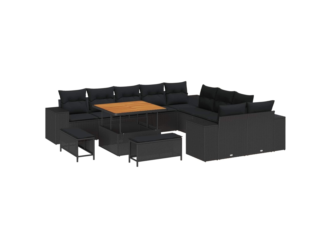 Maison Exclusive - Conjunto De Sofá De Jardim Com Almofada 13 Pcs Preto Vime Pe