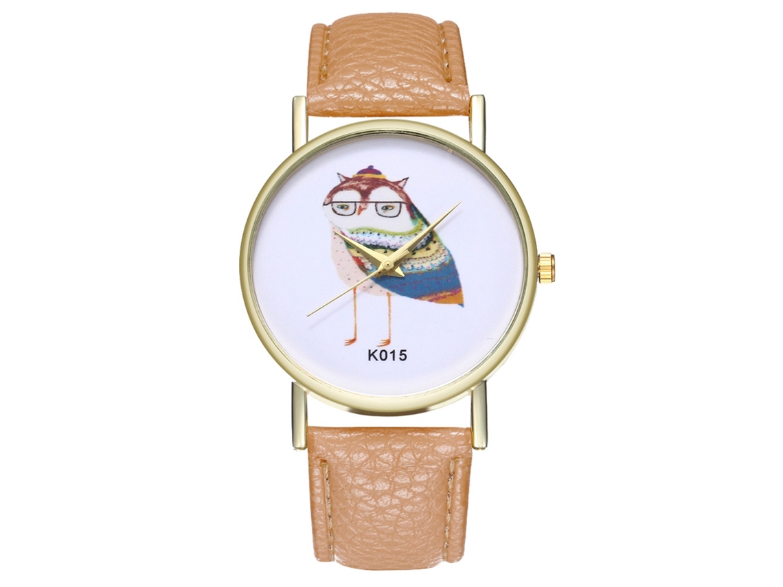 Relógio De Quartzo Casual Para Homens E Mulheres Com Pulseira De Couro Pu Bege