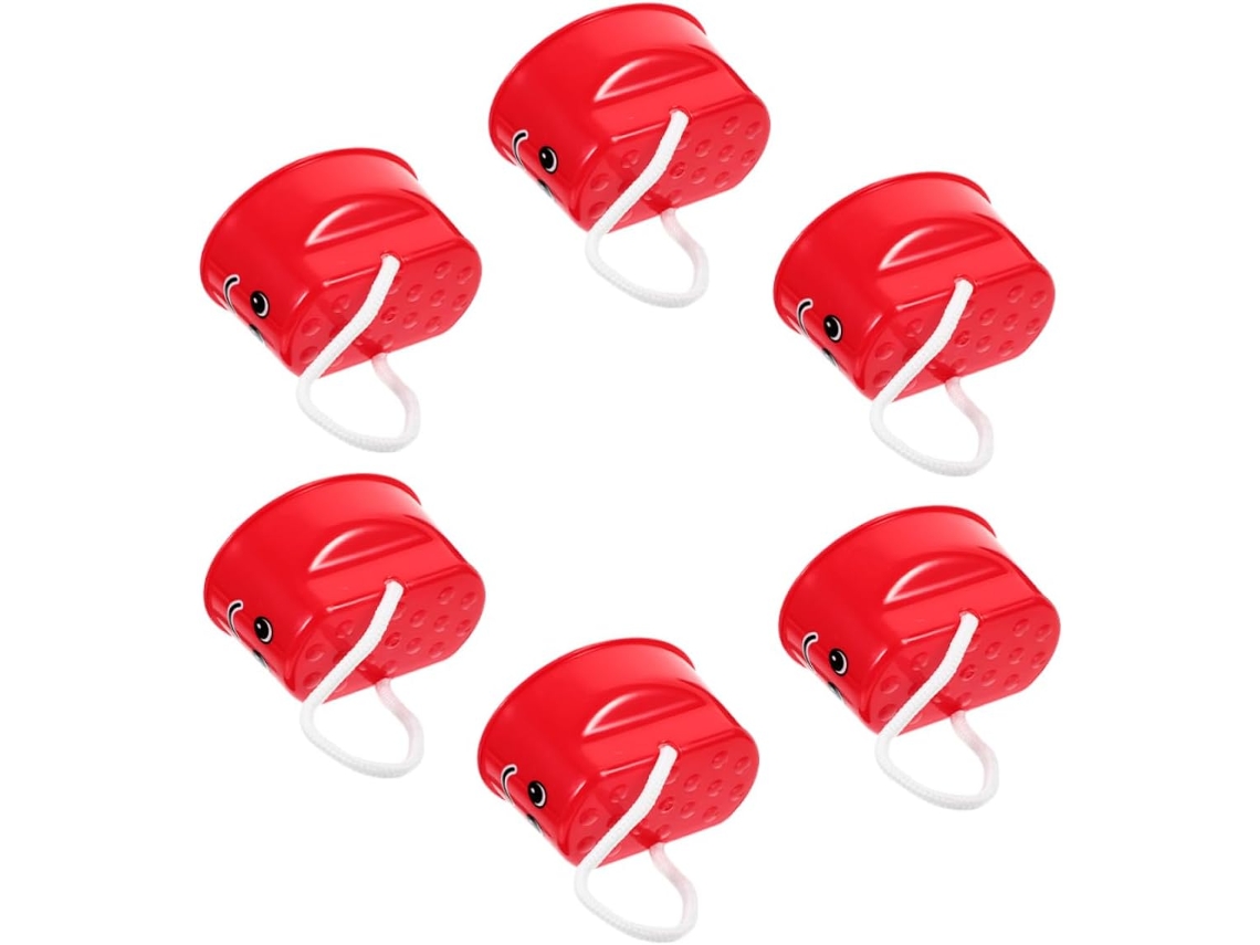 Conjunto de 6 Pernas de Pau Educativas Vermelhas para Meninos e Meninas, Interativas, Antiderrapantes, com Ponta de Apoio SFUSHOS