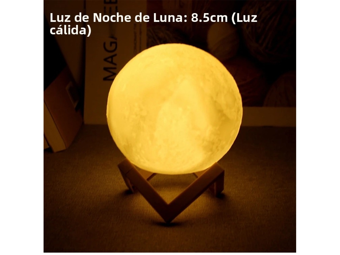 Luminária Noturna Led Em Formato De Lua, 8 Cm, Com Base E Estrelas, Alimentada Por Bateria. Mdug