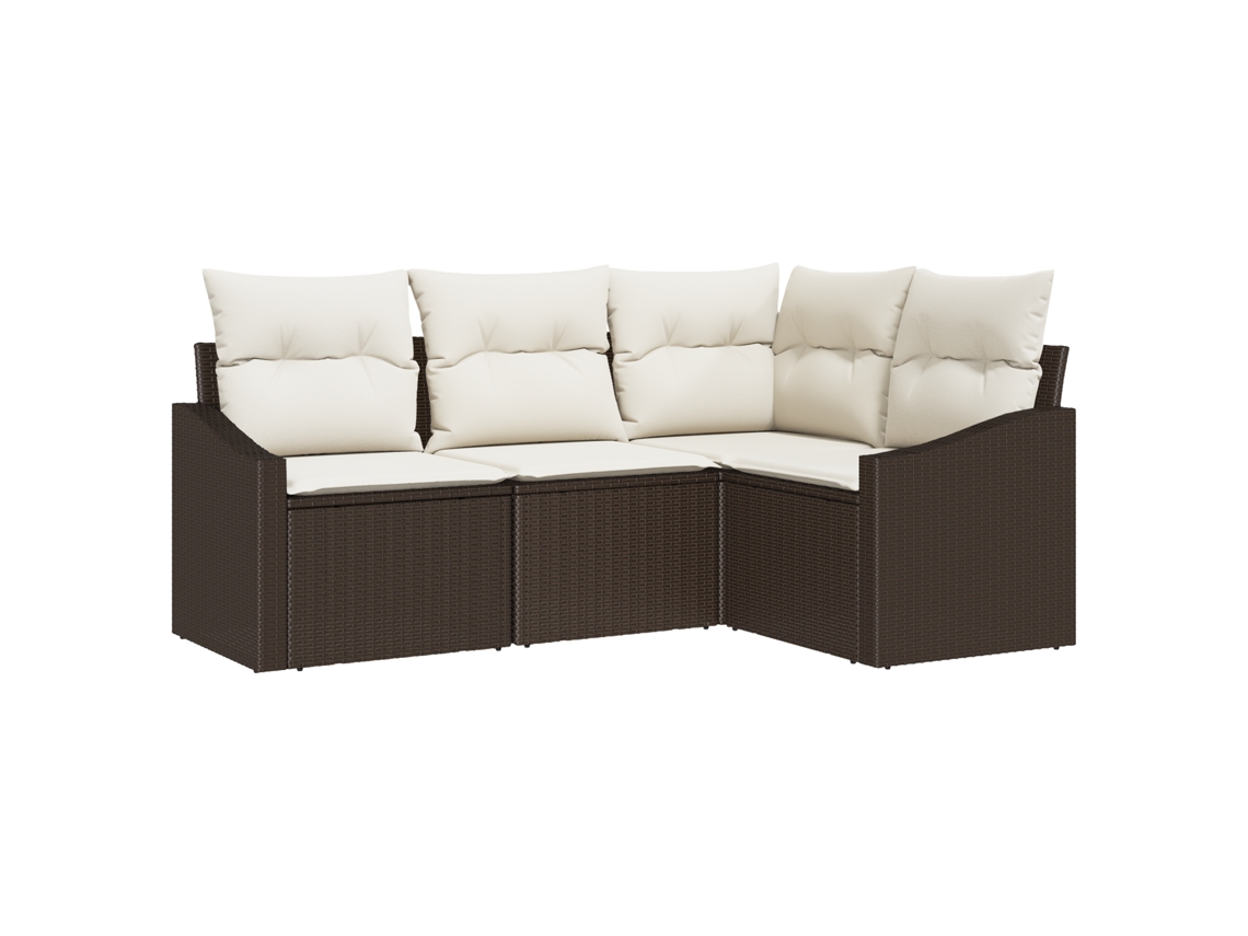 Conjunto 4 Conjunto De Assentos Para Exterior Vidaxl Castanho Vime Pe (178,5 X 123,5 X 85 Cm)
