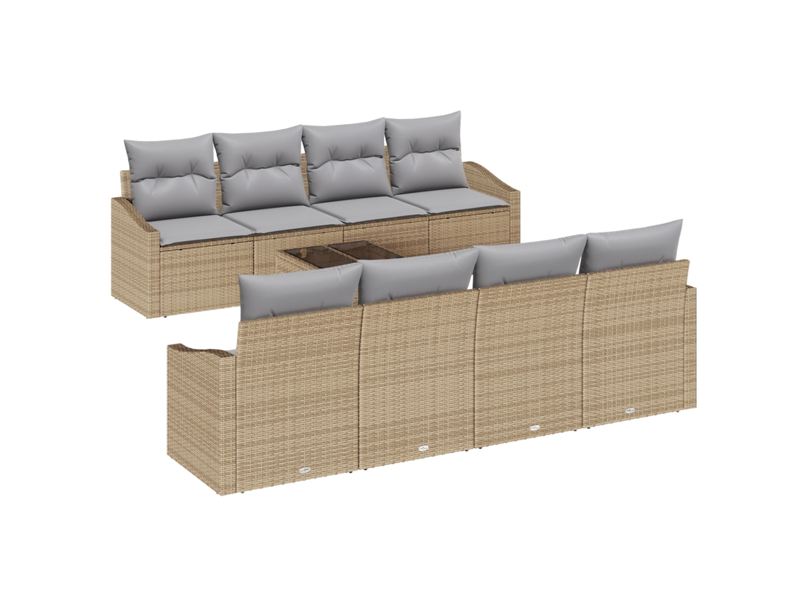 Conjunto 7 Móveis De Jardim Vidaxl Bege Vime Pe (55 X 55 X 37 Cm)