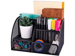 Organizador de secretária - 6 compartimentos - preto ISO TRADE