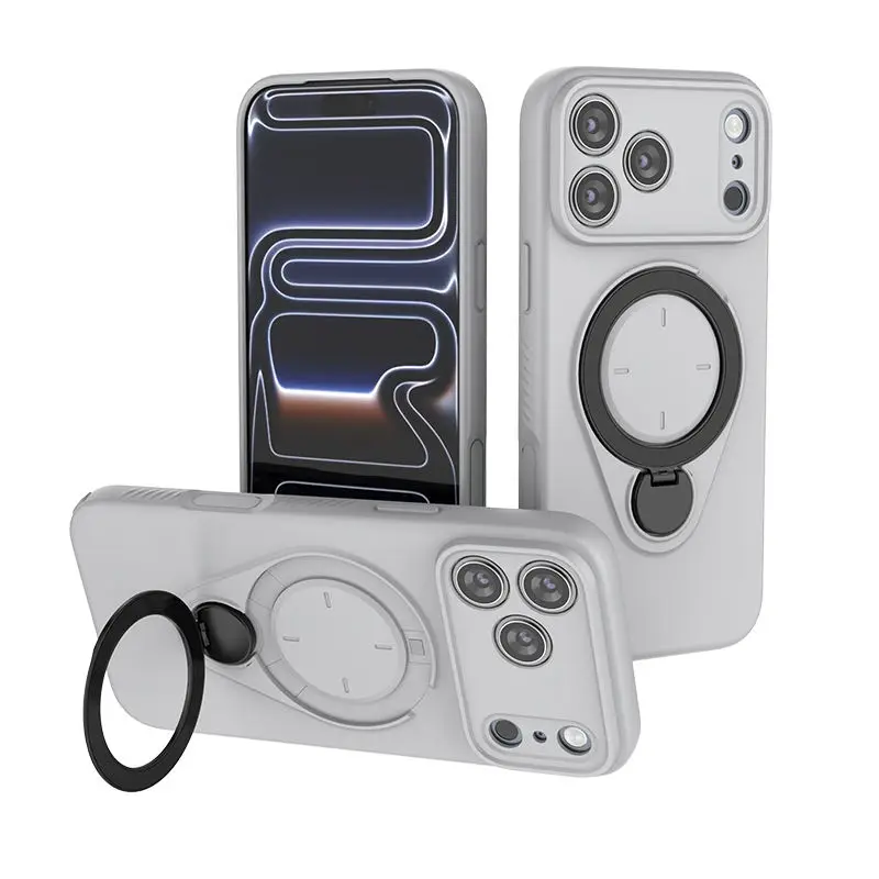 (cinza, Iphone 17) Capa Magnética De Tpu Para Celular Com Suporte Giratório De 360°, Capa Protetora À Prova De Quedas.
