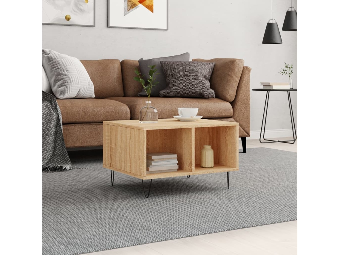 Vidaxl Mesa De Centro 60x50x36,5 Cm Derivados Madeira Carvalho Sonoma