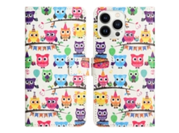 Capa Em Couro Pu Para Apple Iphone 16 Pro Max - Autocolante De Corujas
