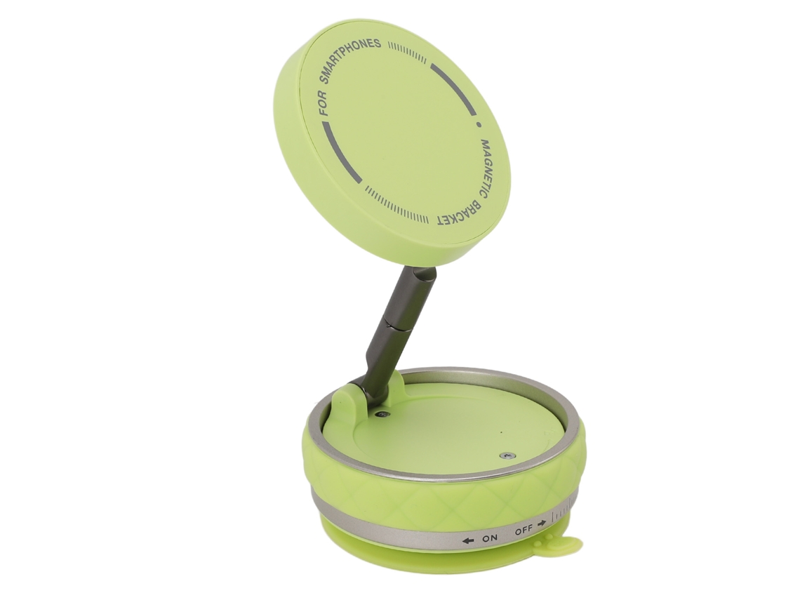 Primerox suporte de Celular Magnético para Carro Plegável Rotativo com Copo de Sucção Verde Fluorescente
