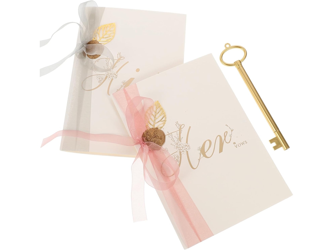 Besportble Conjunto com 2 Cartões para Votos de Casamento em Papel Rosa Mosqueta e Cinza Cappuccino Selo Cera