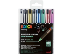 Conjunto de 8 marcadores de pasta calibrados extrafinos PC1MR em cores metálicas