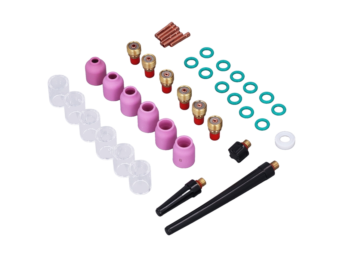 Kit De Acessórios Para Tocha Tig Com 40 Peças: Caleas, Bicos De Alumínio, Cups De Vidro Para Wp‑9/20/25
