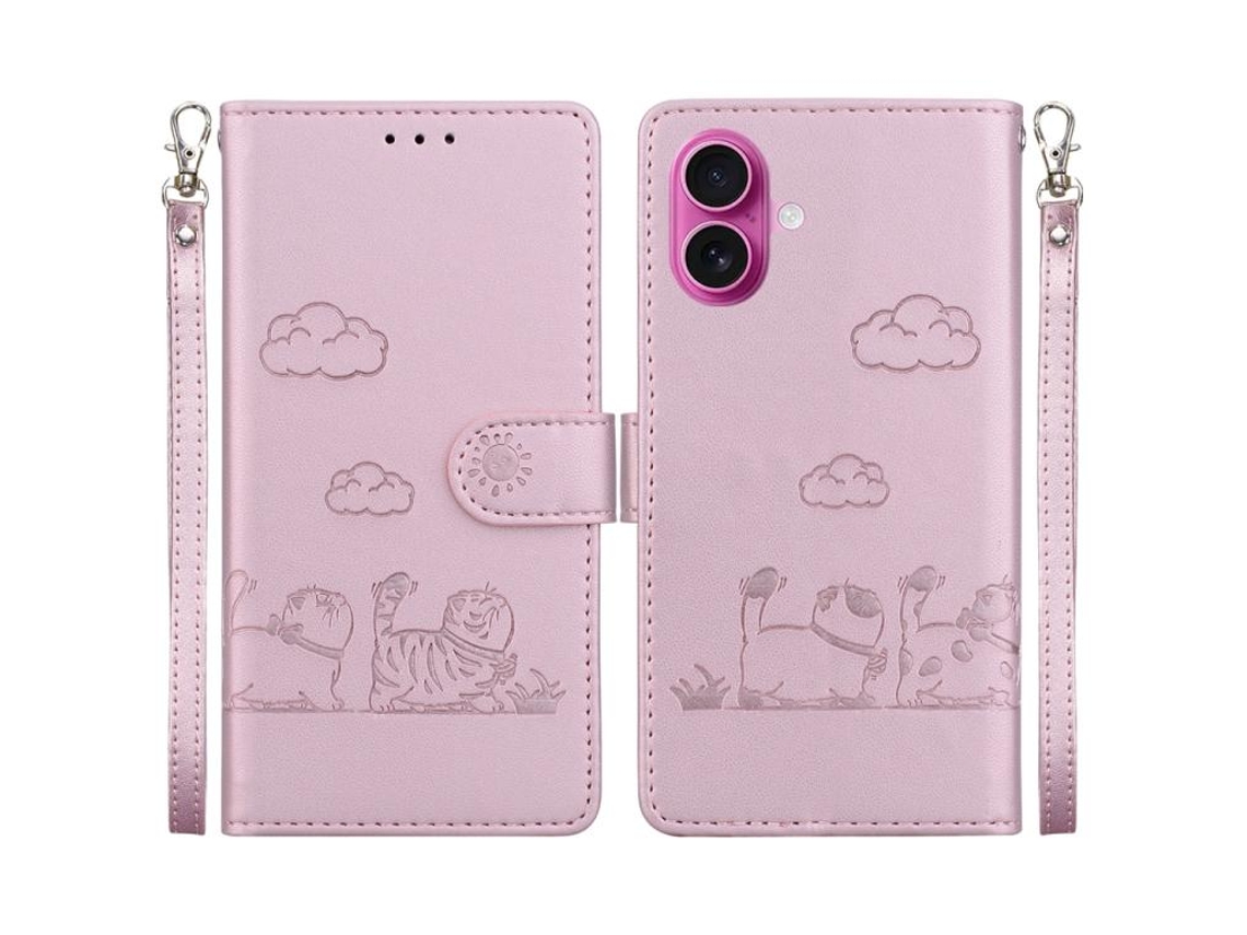 Capa De Couro Para Iphone 17 Com Gatinhos Fofos