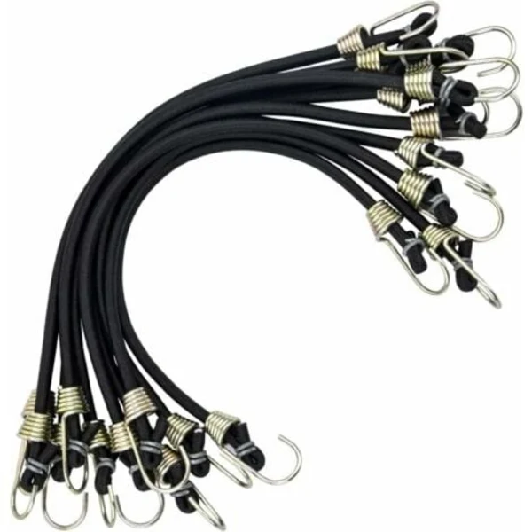 10 Elásticos Com Ganchos. Mini Universais Resistentes 2 Ganchos Reforçados. Ideal Para Barracas, Camping E Motocicletas