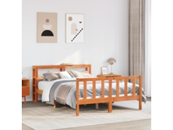 Estrutura Cama C/ Cabeceira 120x190cm Pinho Maciço Castanho-mel