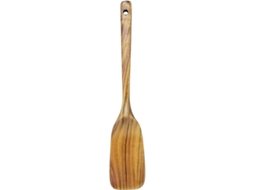 Espátula De Madeira De Teca Natural Com Cabo Longo - Feita À Mão Para Panelas Antiaderentes
