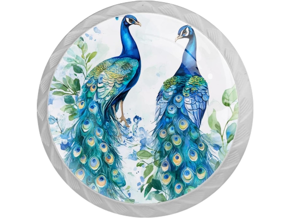 Puxadores Decorativos Para Móveis, Armários E Gavetas, Com Lindo Padrão De Pavões, Em Cristal, Para Guarda Roupas