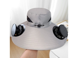 Chapéu de Sol Elétrico de Aba Larga com Ventilador MDUG (cinza Escuro)