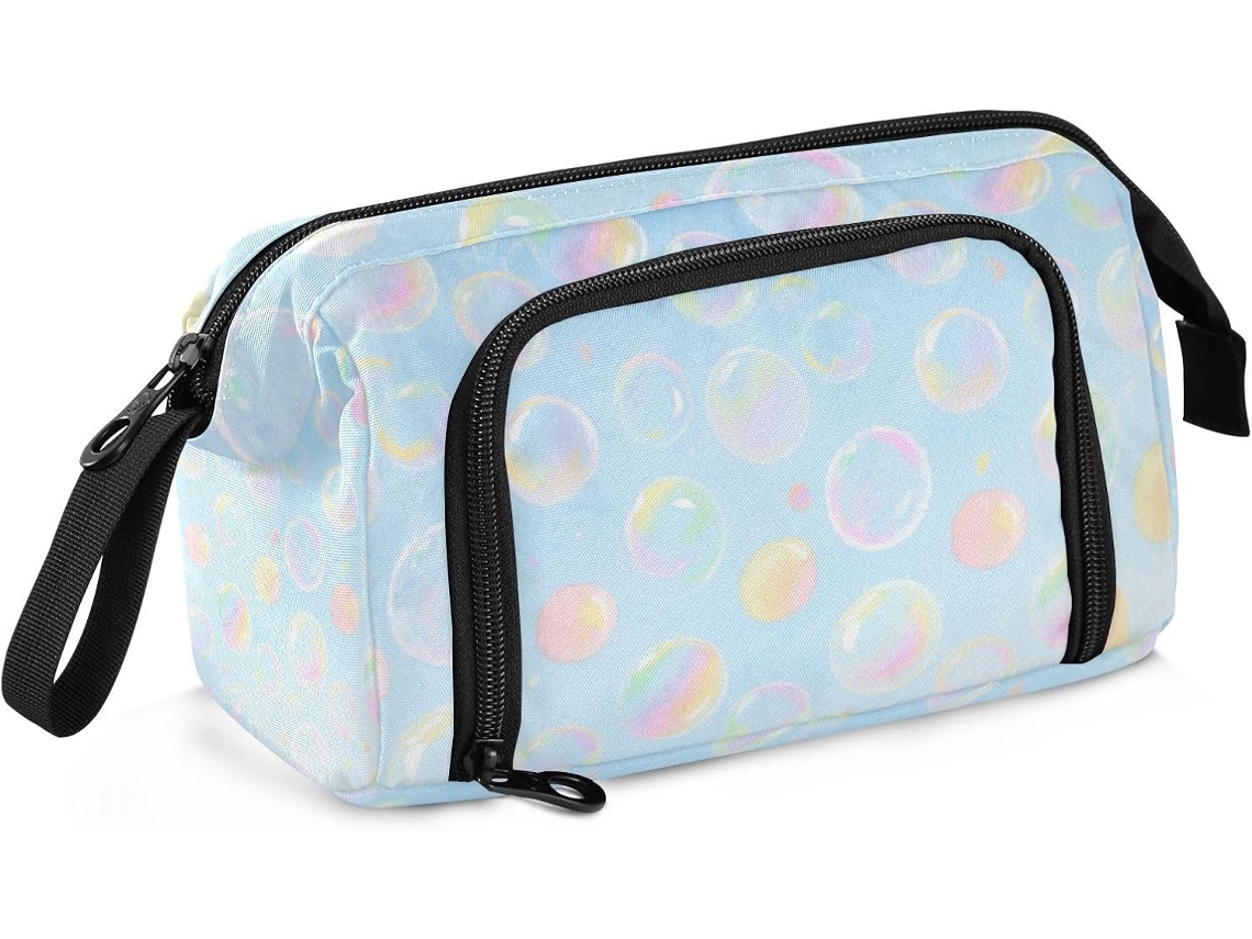 Estojo Colorido e Charmoso com Estampa de Bolhas, Grande Capacidade Design Leve, Ideal para Adolescentes do En