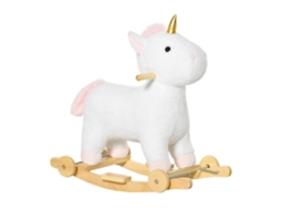Cavalo de balanço infantil, unicórnio, com sons, capa macia, 63x38x63cm, branco | S/MARCA