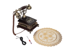 Telefone antigo EOOCOO de madeira retrô com discador de chave