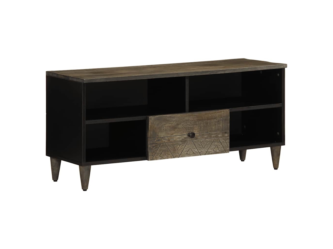 Vidaxl Móvel De Tv 100x33x46 Cm Madeira De Mangueira Maciça Preto