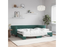 Sofá Cama Com Gavetão 90x200 Cm Veludo Verde Escuro Lovely Home
