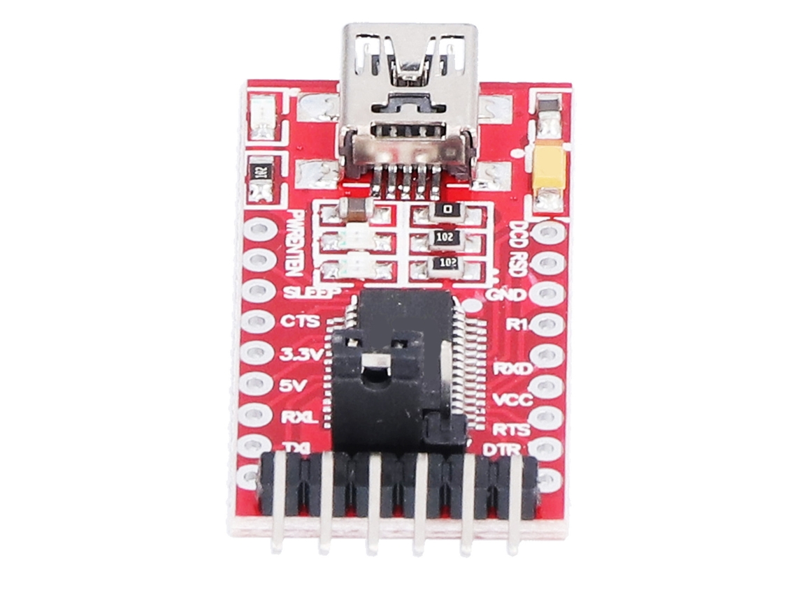 Módulo conversor serial USB para TTL 6 pinos 3.3V/5V com chip FT232RL placa mini