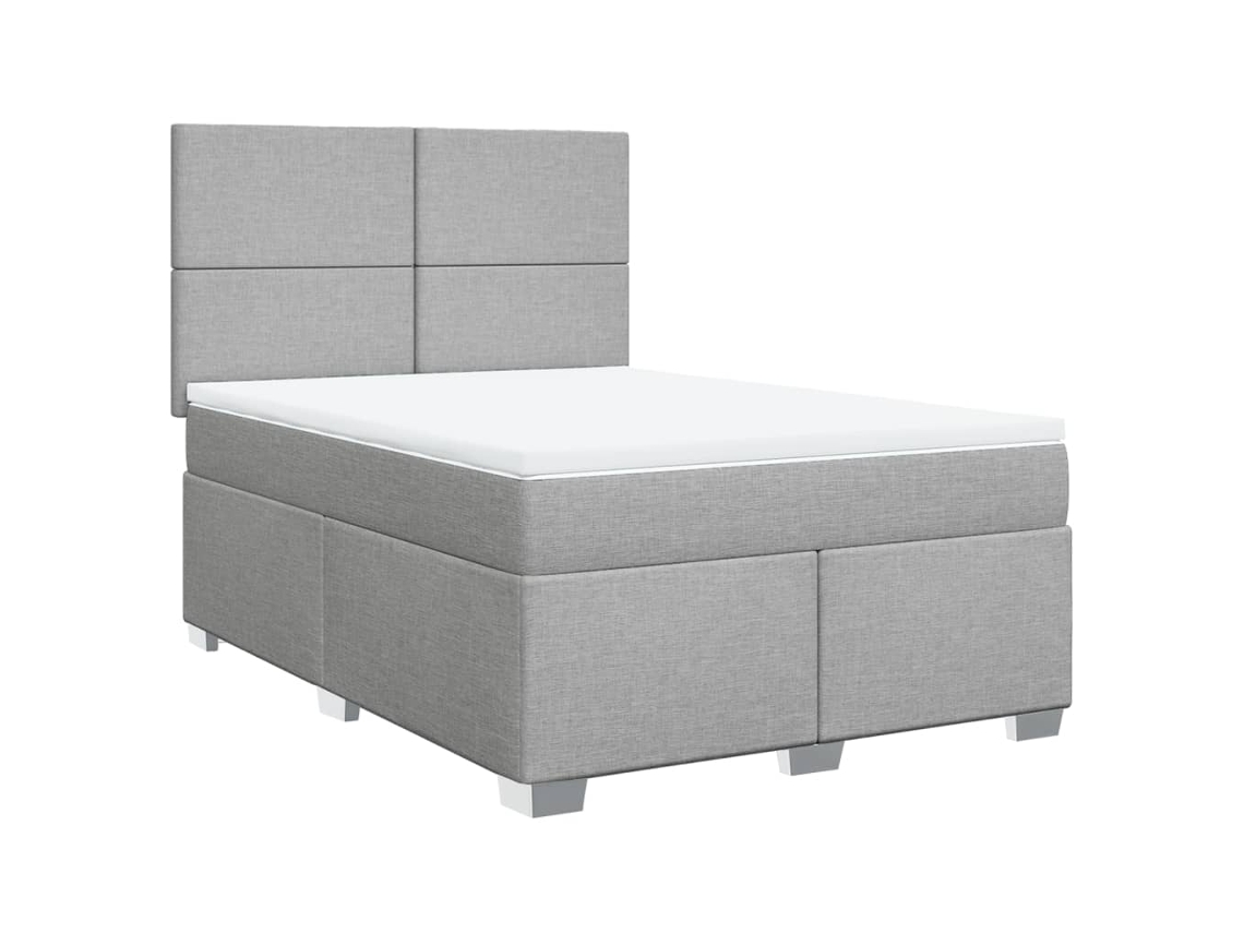 Cama com Molas e Colchão Tecido Cinzento Claro MAISON EXCLUSIVE (140x190 cm)