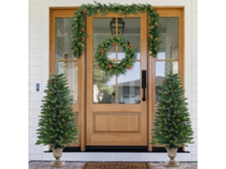 Vidaxl Árvores Natal Artificiais 2pcs C/ Coroa De Natal/grinalda/leds