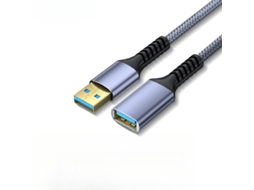 Cabo Extensor Usb 3.0 Macho fêmea, 5gbps, 1m, Compatível Ps4/xbox/teclado/rato/impressora Prata HEXINYIGJLY