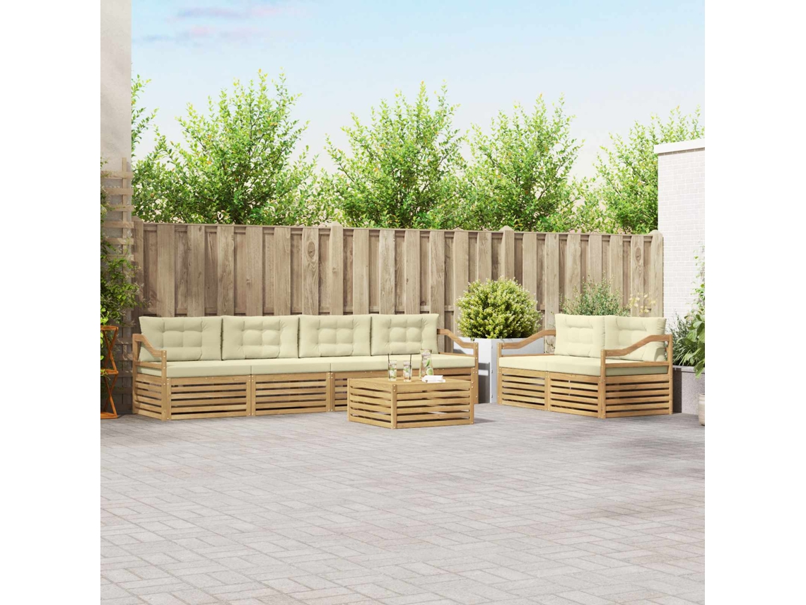 Vidaxl Conjunto De Sofás Para Exterior 7 Unid. Branco E Creme