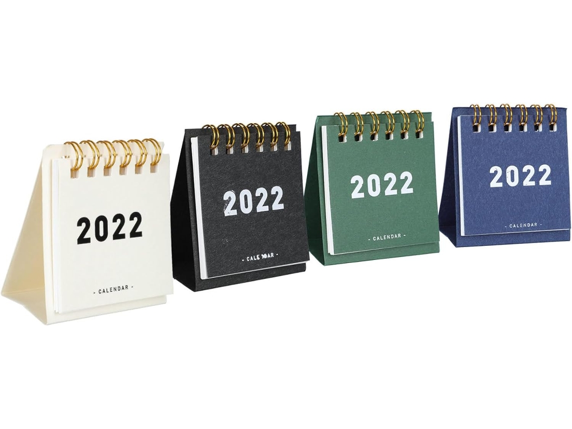 Calendário De Mesa Pequeno 4 Peças, Papel Portátil, Decoração Simples