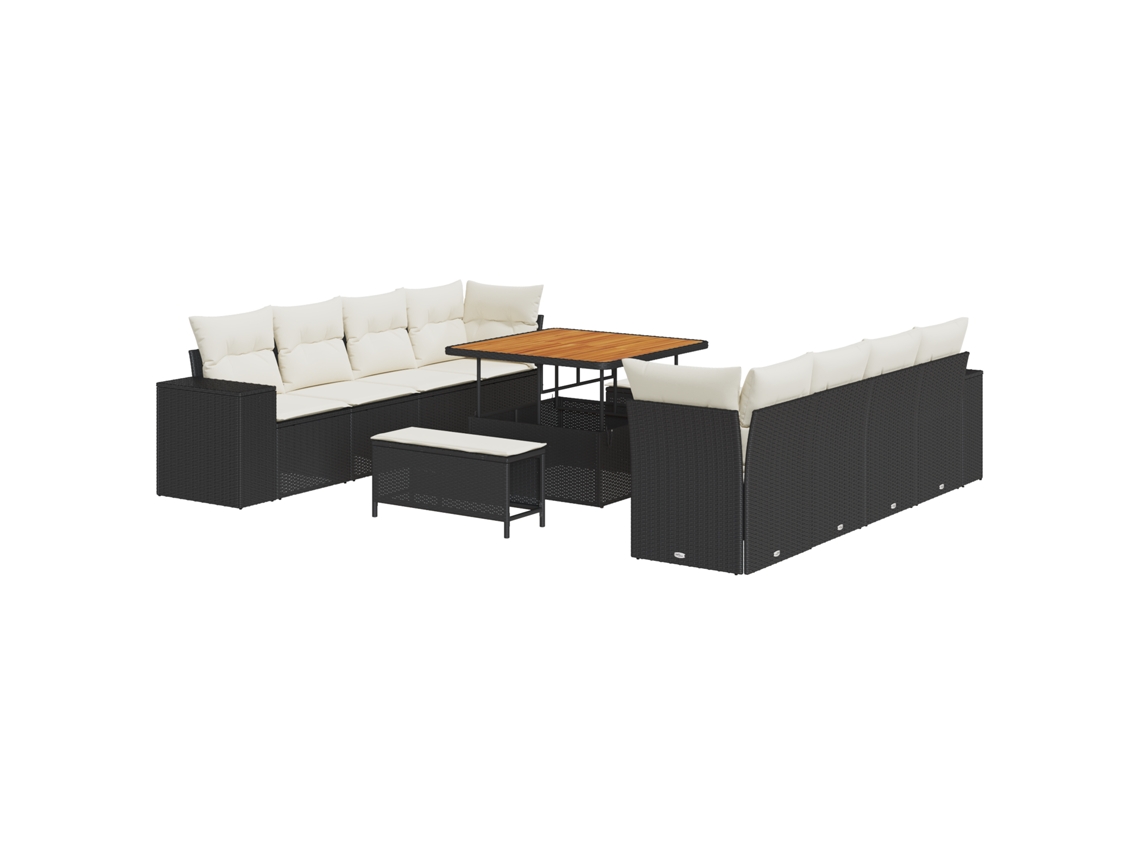 Conjunto 11 Móveis De Jardim Vidaxl Preto Madeira De Acácia Maciça (255 X 62 X 85 Cm)